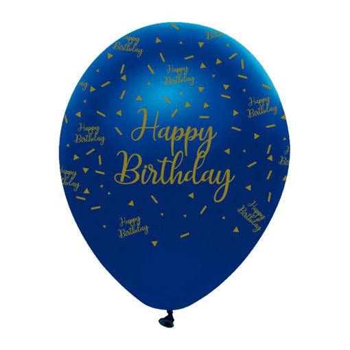 Picture of NAVY & GOLD GEODE HAPPY BIRTHDAY LATEX BALLOON 12 INCH  6 PK